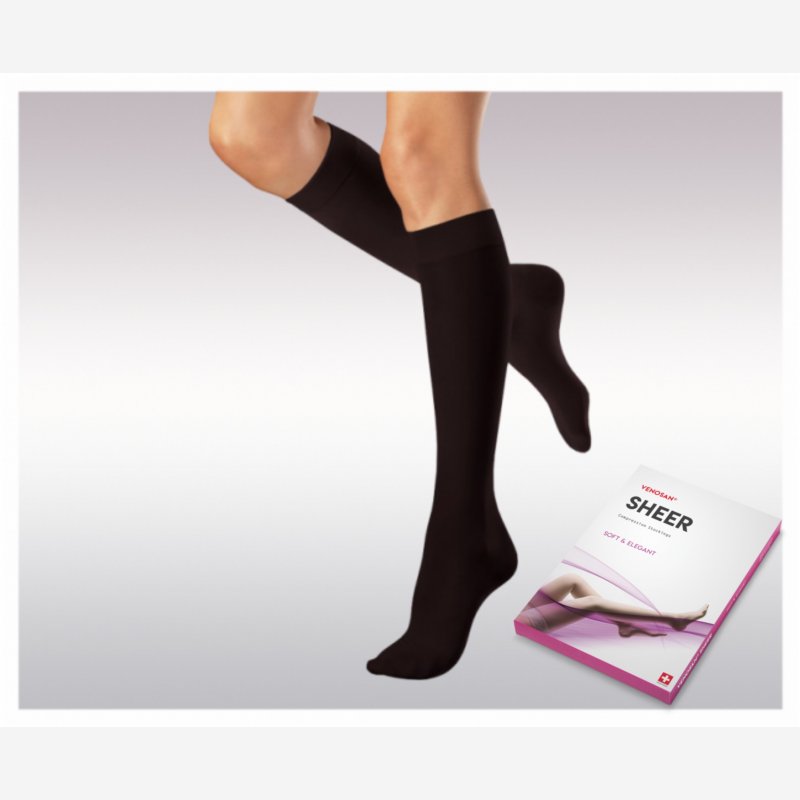 Knee-high thin compression socks (Ccl.2) closed toe